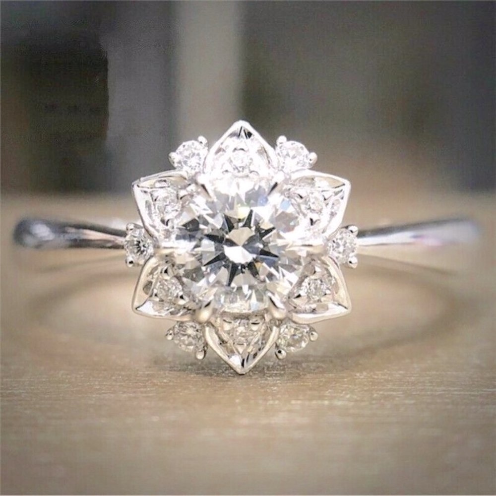 New Beautiful 925 Silver Stamped Sim. Diamond Ring